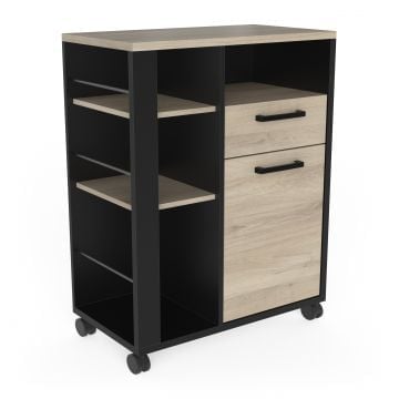 Verplaatsbaar barmeubel Chili | 71,9 x 40 x 87,1 cm | Zwart-eik