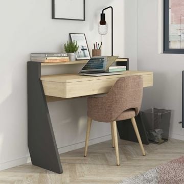 Bureau Quinty 120cm - grijs/ eik decor 