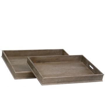 Set 2 dienbladen ht grey w 71x51x8cm