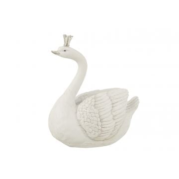 Spaarpot zwaan poly wit/zilver