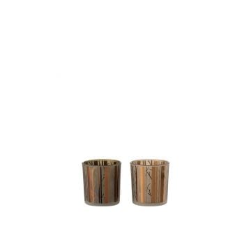 Theelichthouder boom glas bruin small assortiment van 2