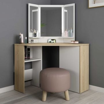 Make-uptafel Chic - eik/wit