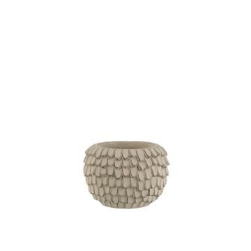 Bloempot blad cement licht grijs extra small