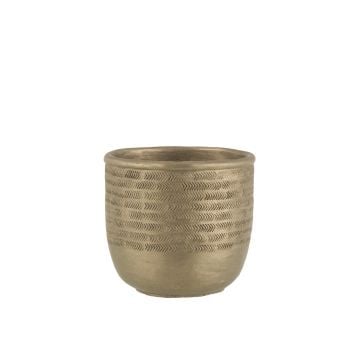 Bloempot chalet cement groen/goud large