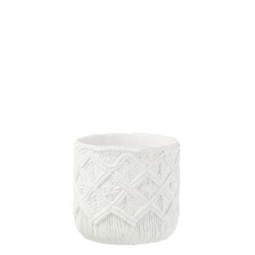 Bloempot geruit cement wit medium