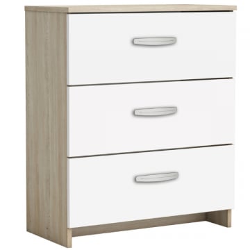 Ladekast Noni-3 lades-Shannon eik/mat wit