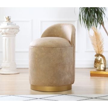 Del Sofa Nubuck Leren Poef in Camel.