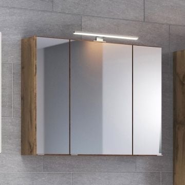 Spiegelkast Luna 60cm met 3 deuren en ledverlichting - eik