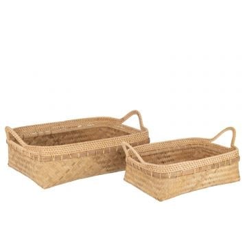 Set van 2 plateaus bamboe naturel