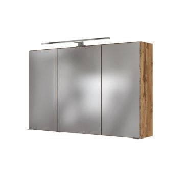 Spiegelkast Luna 100cm met 3 deuren en ledverlichting - eik