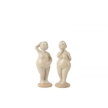 Vrouw badpak staand keramiek beige medium assortiment van 2