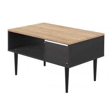 Salontafel Mata 80cm - zwart/eik 