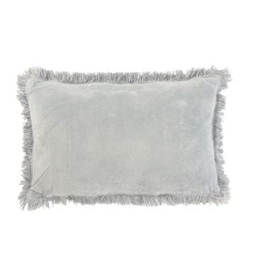 Kussen franje katoen fluweel blauw