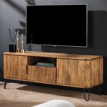 Tv-meubel Welle-zandkleurig massief mangohout 