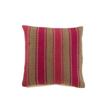 Kussen vierkant anna groot groeven jute roze