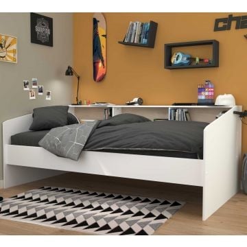 Kinderbed Sleep 90x200cm met opbergruimte - wit/eikdecor