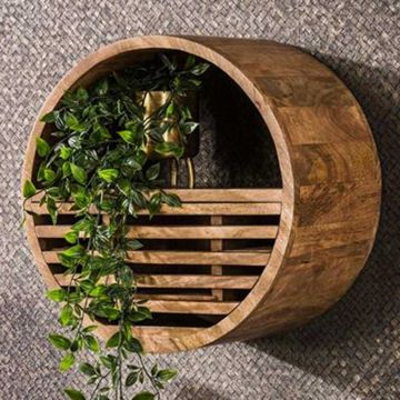 Wandplank Wes ø40cm x25cm-zandkleurig mangohout 