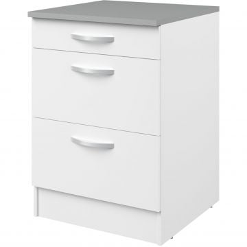 Onderkast Eko 60x60 met 3 lades - wit 