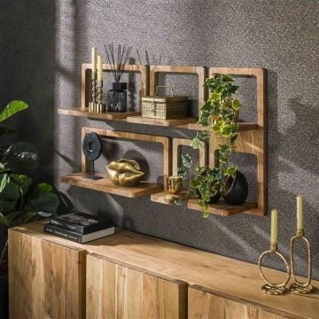 Set van 5 wandplanken Curry-massief acacia