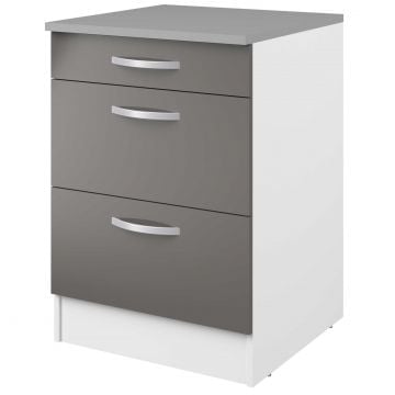 Onderkast Eko 60x60 met 3 lades - grijs