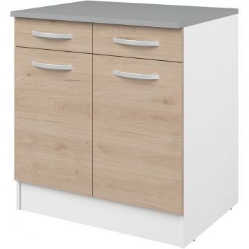 Onderkast Eko 80cm 2 deuren & 2 lades - eik