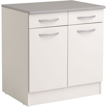 Onderkast Spoon 80 cm met 2 laden en 2 deuren - wit