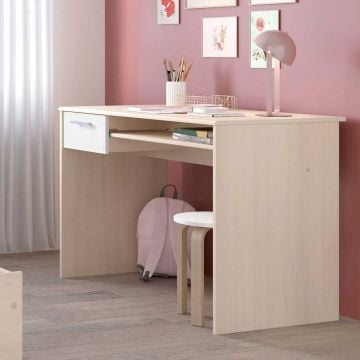 Bureau Charly bruin met witte lade - Parisot