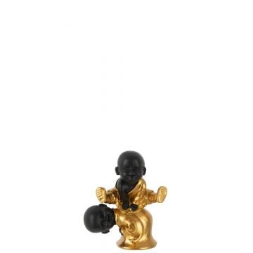 Monnik springend polyresine zwart/goud
