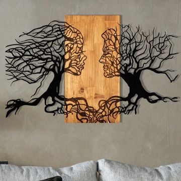 Wallity Decoratief Houten Wandaccessoire | 100% Metaal | Zwart Notenhout