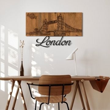 Wallity Decoratief Houten Wandaccessoire | 100% Metaal | Zwart Notenhout