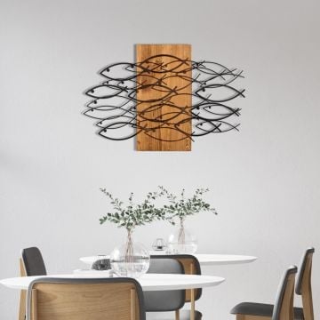 Wality Decoratief Houten Wandaccessoire | 100% Metaal | Zwart Notenhout