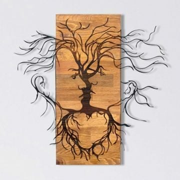 Wanddecoratie Wallity Boom - metaal/notenhout