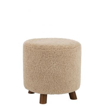 Poef schaap poot polyester beige