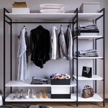 Garderobeset Woody Fashion | 180 x 40 x 180 cm | Wit