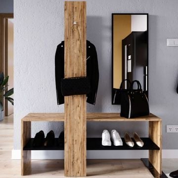 Vestiaire 100x28cm met kledingroede - grenen