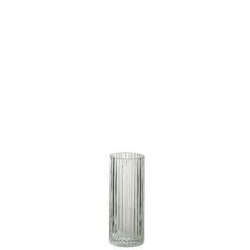 Vaas cylinder lijnen glas transparant small - Set van 2