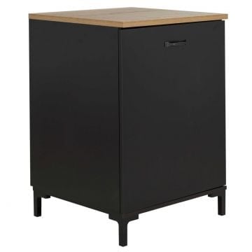 Onderkast Manno 60cm met 1 deur - zwart/eik
