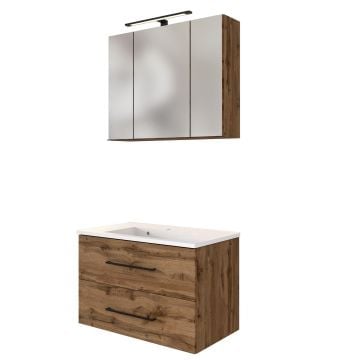 Wastafelmeubelset Dusan 80cm - wotan eik 