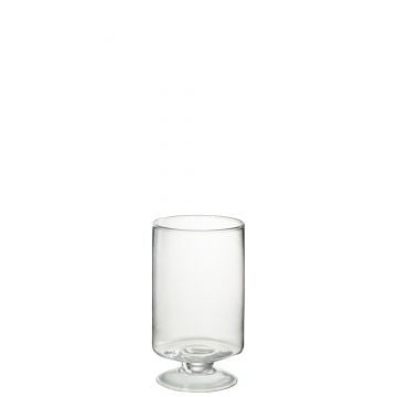 Windlicht op voet rond glas transparant small