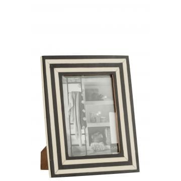 Fotokader rechthoek plat lijnen resine zwart/wit large