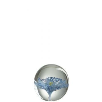 Presse pap bloem glas blauw large