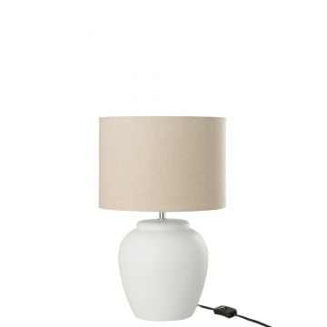 Lamp meli + kap keramiek linnen wit small