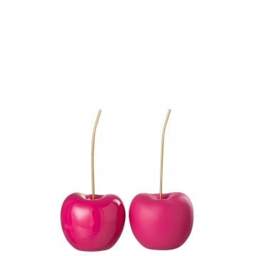 Kers resine blinkend/mat roze small assortiment van 2