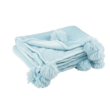 Plaid pompom polyester hemelsblauw