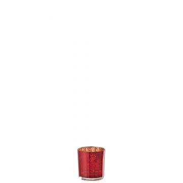 Theelichthouder bloemen glas rood small