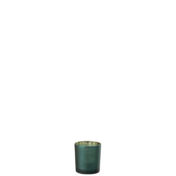 Theelichthouder zigzag glas groen small