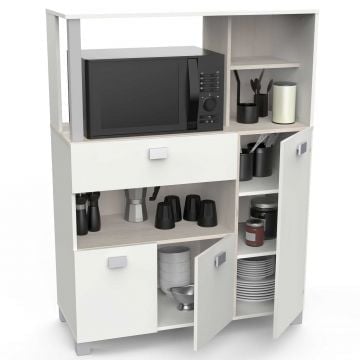 Microgolfkast Basiel-mat wit/acacia