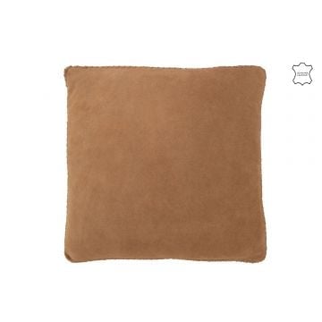 Kussen geweefd leder camel