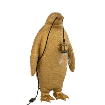 Tafellamp pinguïn resine goud large