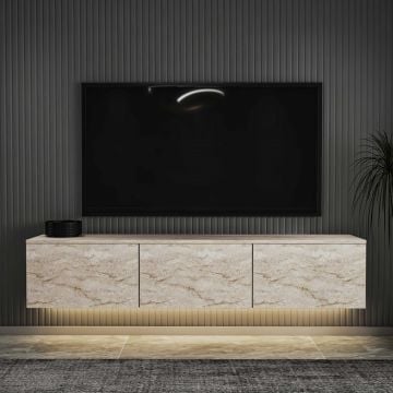 TV-meubel Woody Fashion - 160x32x35cm - 3 deuren - travertin